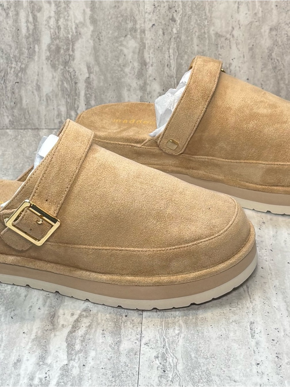 Madden Girl Graham Tan Beige Convertible Strap Platform Clogs Mules Sz 8M - Picture 5 of 8